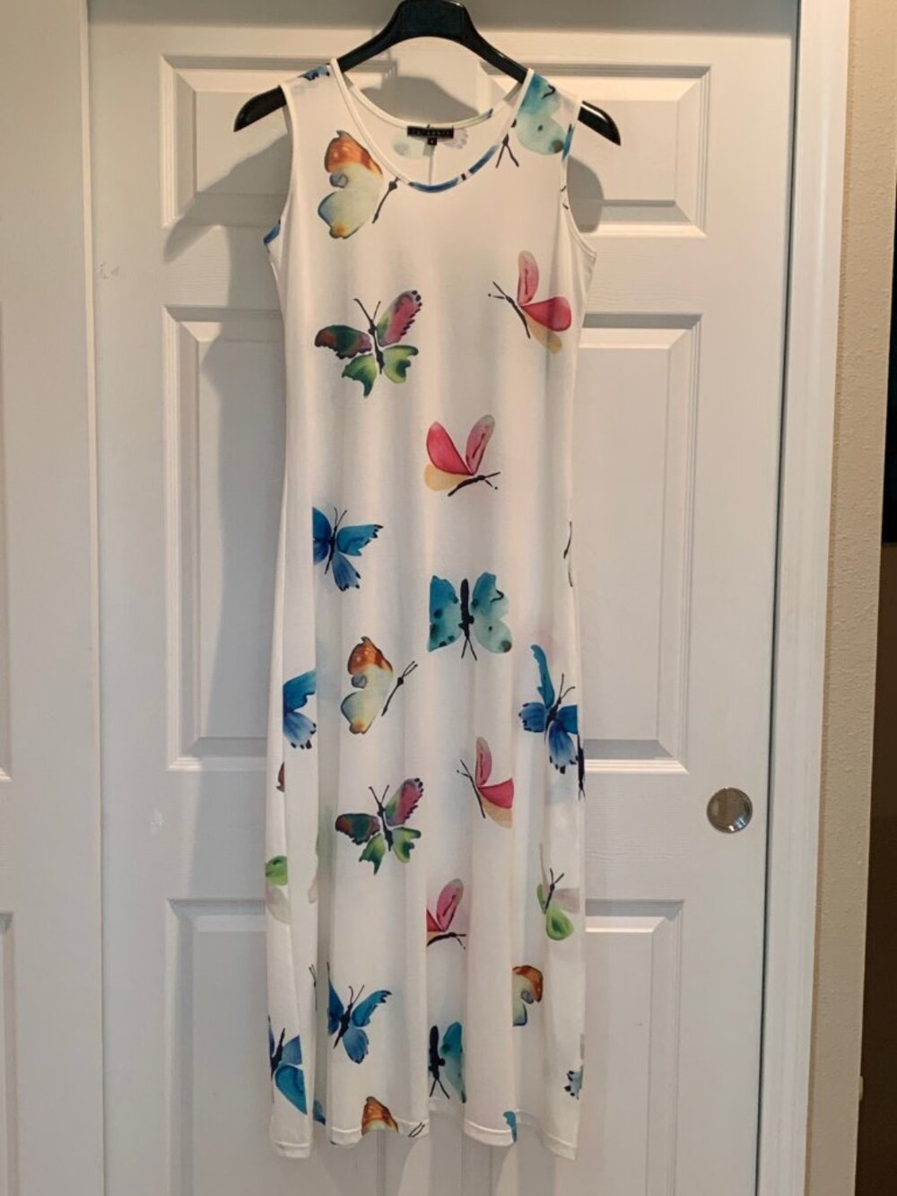 FUNSPORT White Colorful Watercolor Butterfly Maxi Dress Size S